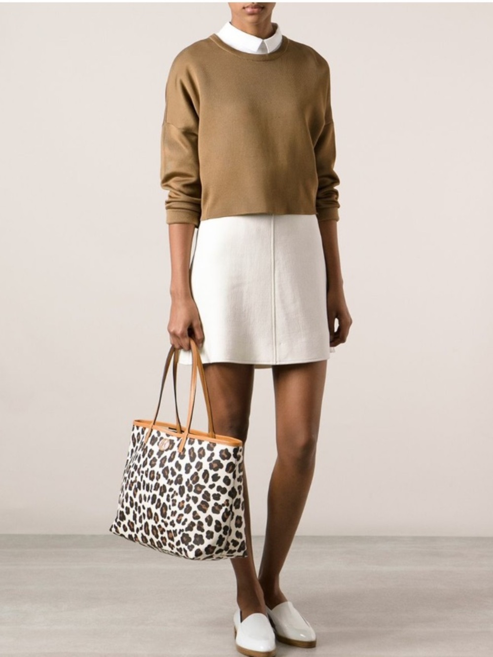 Tory Burch Leopard Print Tote Bag with Tan Trim - OS